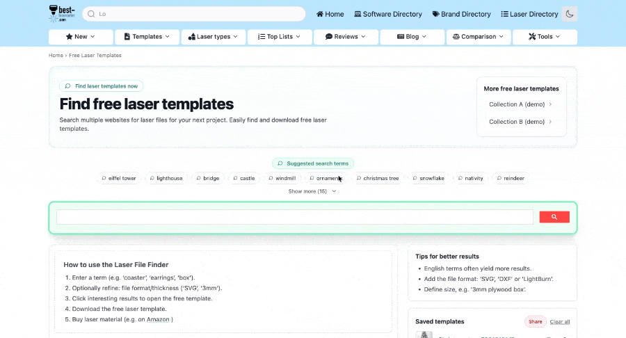 GIF demo: shuffle jumps straight to the image results